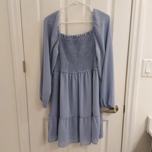 Suzy Shier Smocked Blue Dress